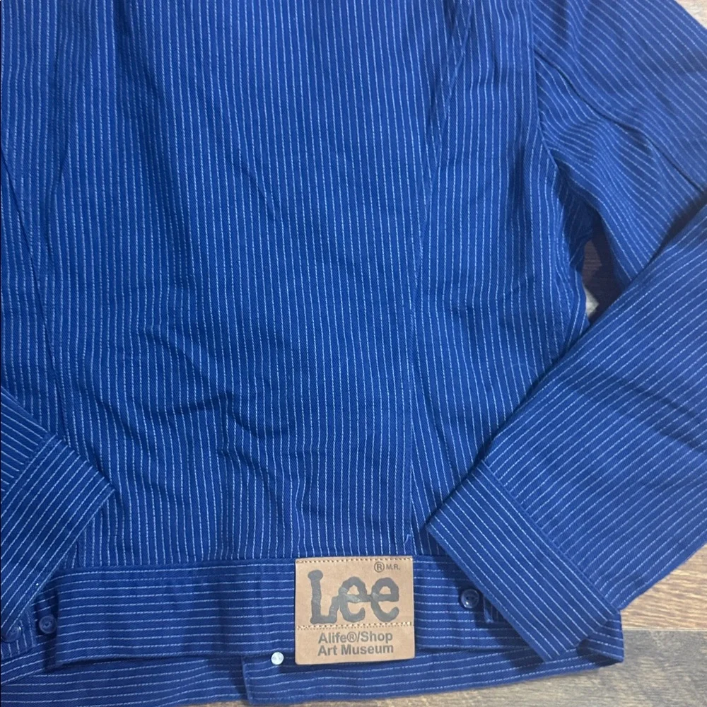 Lee x Alife Art Museum Pinstripe Trucker Jacket Blue - Size Large